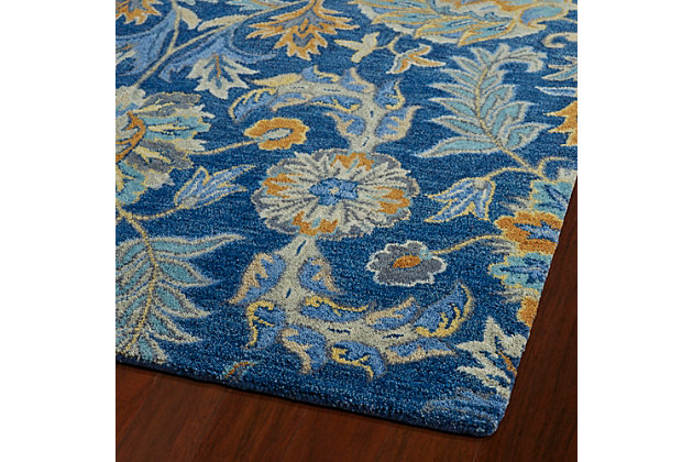Inspired by the fashion of 16th Century nobility – simple floral shapes and patterns mixed with vibrant colors are found within the rugs that make up our Helena Collection. These gorgeous hand-tufted rugs are produced using hand-dyed 100% imported wool which is then spun into a premium textured yarn. Each of these single pile rugs is then serged by hand and backed with Kaleen’s signature cotton canvas. Kaleen’s hand-tufted rugs are made using 100% imported wool. Due to their thick piles and the way they are constructed, hand-tufted rugs are great to use in heavy traffic areas and will provide beauty for many years to come.Hand tufted in India from 100% Virgin Wool | Residential Indoor Use Only, Flame retardant | Vacuum with no beater bar/rotating brush, Spot clean with mild detergent, Shake to remove dust | Casual, Modern, Traditional, Transitional, Floral, Global inspired, Textured yarn Cut Pile, Hand serged and Finished | 1 Year Limited Manufacturing Warranty | Due to differences in computer monitors, some rug colors may vary slightly, lengths and widths may vary from the published dimensions, patterns may vary slightly according to shape and size | 100% Wool | Imported | Indoor use only | Imported | 1 year limited manufacturing warranty | Due to differences in computer monitors, some rug colors may vary slightly. Lengths and widths may vary from the published dimensions and patterns may vary slightly according to shape and size.