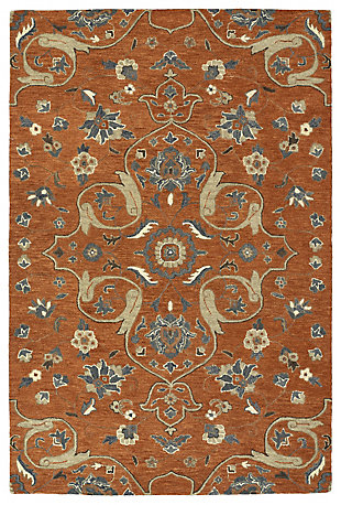 Inspired by the fashion of 16th Century nobility – simple floral shapes and patterns mixed with vibrant colors are found within the rugs that make up our Helena Collection. These gorgeous hand-tufted rugs are produced using hand-dyed 100% imported wool which is then spun into a premium textured yarn. Each of these single pile rugs is then serged by hand and backed with Kaleen’s signature cotton canvas. Kaleen’s hand-tufted rugs are made using 100% imported wool. Due to their thick piles and the way they are constructed, hand-tufted rugs are great to use in heavy traffic areas and will provide beauty for many years to come.Hand tufted in India from 100% Virgin Wool | Residential Indoor Use Only, Flame retardant | Vacuum with no beater bar/rotating brush, Spot clean with mild detergent, Shake to remove dust | Modern, Traditional, Transitional, Floral, Global inspired, Textured yarn Cut Pile, Hand serged and Finished | 1 Year Limited Manufacturing Warranty | Due to differences in computer monitors, some rug colors may vary slightly, lengths and widths may vary from the published dimensions, patterns may vary slightly according to shape and size | 100% Wool | Imported | Indoor use only | Imported | 1 year limited manufacturing warranty | Due to differences in computer monitors, some rug colors may vary slightly. Lengths and widths may vary from the published dimensions and patterns may vary slightly according to shape and size.