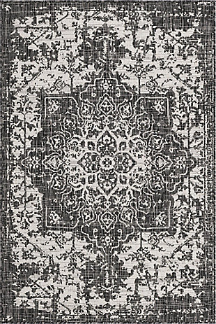 Jill Zarin Outdoor 4' x 6' Accent Rug, Charcoal, large