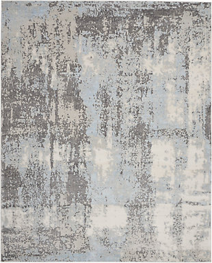 Nourison Nourison Etchings 8' x 10' Grey/Light Blue Modern Indoor Rug, Gray, large