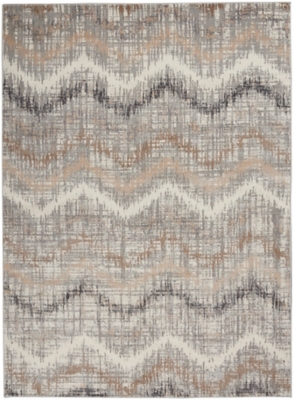 Nourison Nourison Elation 4' x 6' Grey Ivory Modern Indoor Rug, Gray, large
