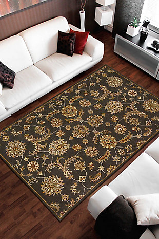 Nourison Nourison India House 2'3" x 7'6" Charcoal Traditional Indoor Rug, Charcoal, rollover