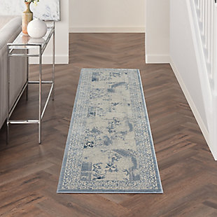 Nourison Kathy Ireland Grand Expressions 2'2" x 7'6" Runner, Blue, rollover
