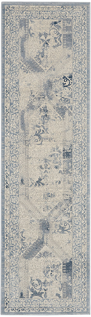 Nourison Kathy Ireland Grand Expressions 2'2" x 7'6" Runner, Blue, large