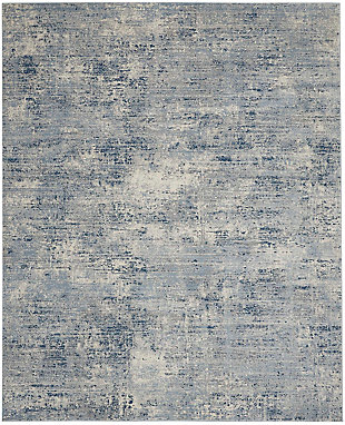 Nourison Kathy Ireland Grand Expressions 7'10" x 9'10" Distressed Area Rug, Blue, large