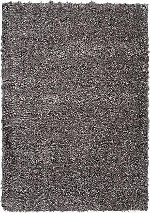 Nourison Luxe Shag 4' x 6' Solid Accent Rug, Charcoal, large