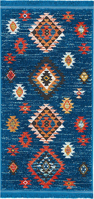 Nourison Navajo 2'2" x 4'3" Tribal Accent Rug, Blue, large