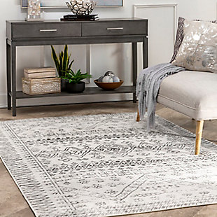 nuLOOM Transitional Moroccan Frances 3' x 5' Accent Rug, Light Gray, large