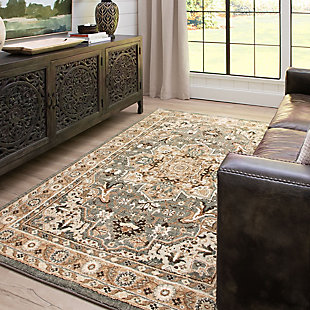 A richly detailed Persian inspired design, the Rhodes sets itself apart with a striking medallion blossoming from its center. A versatile neutral palette of fresh hues of ash gray, granite, sand stone and brown adds to the Rhodes allure. Like others in our Euphoria Collection, the Rhodes is created with the worry free comfort of our SmartStrand® fiber.Proudly Made in the USA | Machine Woven | Stain Resistant and Easy to Clean: Spot clean with a solution of water and mild detergent. Regular vacuuming helps rugs remain attractive. | Durable and Fade Resistant: Designed to hold up under high-traffic spaces with kids and pets. Rug remains attractive for years to come. | Ideal for any Room: These area rugs are perfect for all indoor spaces. Living room rugs, bedroom rugs, rugs for the entryway, office rugs, dorm rugs, dining room rugs, kitchen scatter rugs.