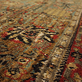 Create a statement of style with the daring color, rich details and global design inspiration of the Myanmar area rug.  A debut of our Spice Market Collection, the Myanmar is as brazen as it is beautiful.  Finished in our exclusive EverStrand™ fiber, the Myanmar is consciously created from up to 100% post-consumer content from plastic bottles.  A premium polyester, EverStrand™ offers a thick, sumptuous softness, inherent stain resistance and vivid color clarity. Available in two colorations, tobacco and aquamarine.Proudly Made in the USA | Machine Woven | Stain Resistant and Easy to Clean: Spot clean with a solution of water and mild detergent. Regular vacuuming helps rugs remain attractive. | Durable and Fade Resistant: Designed to hold up under high-traffic spaces with kids and pets. Rug remains attractive for years to come. | Ideal for any Room: These area rugs are perfect for all indoor spaces. Living room rugs, bedroom rugs, rugs for the entryway, office rugs, dorm rugs, dining room rugs, kitchen scatter rugs.