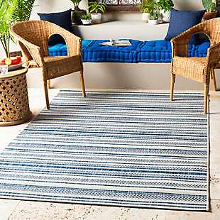 Dress up any floor with the soft hues and energetic feel of this tribal rug. It welcomes visitors with warmth and comfort underfoot. Dynamic design is sure to add interest to your living space.Made of polypropylene | Machine woven | No pile | Rug pad recommended | Spot clean | Imported