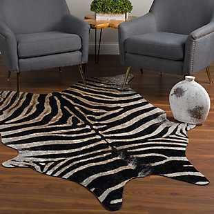 Addison Rugs Cheyenne Faux Hide Animal Print Non-Skid 5'6" x 6'10" Area Rug, Zebra, rollover