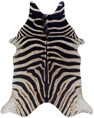 Addison Rugs Cheyenne Faux Hide Animal Print Non-Skid 5'6" x 6'10" Area Rug, Zebra, large