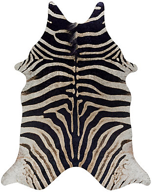 Addison Rugs Cheyenne Faux Hide Animal Print Non-Skid 5'6" x 6'10" Area Rug, Zebra, large