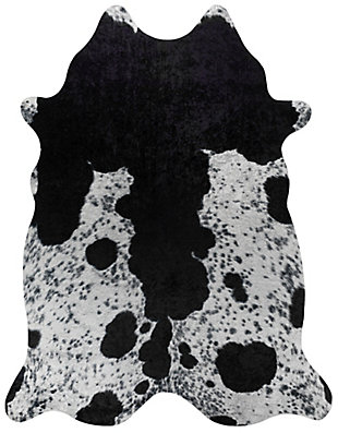 Addison Rugs Cheyenne Faux Hide Animal Print Non-Skid 5'6" x 6'10" Area Rug, Coal, large