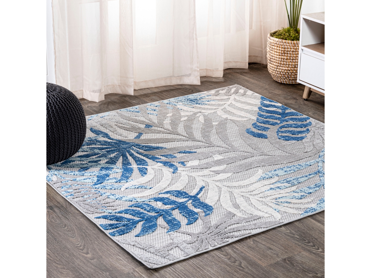 Jonathan Y Tropics Palm Leaves 6' Square Indoor/Outdoor Area Rug