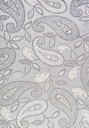 JONATHAN Y Julien Paisley High-Low Outdoor 8' x 10' Area Rug, Light Gray/Ivory, rollover