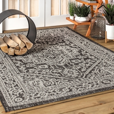 Jonathan Y Sinjuri Medallion Textured Weave Outdoor 9' x 12' Area Rug - Thumbnail 2