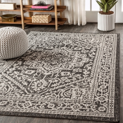 Jonathan Y Sinjuri Medallion Textured Weave Outdoor 9' x 12' Area Rug