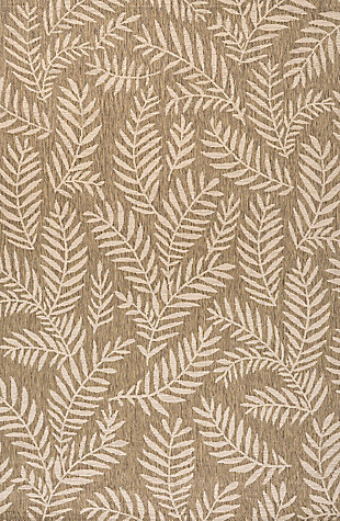 JONATHAN Y Nevis Palm Frond Outdoor 4' x 6' Area Rug, Brown/Beige, rollover