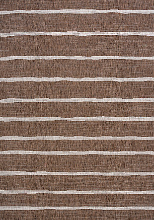 JONATHAN Y Colonia Berber Stripe Outdoor 8' x 10' Area Rug, Brown/Beige, rollover