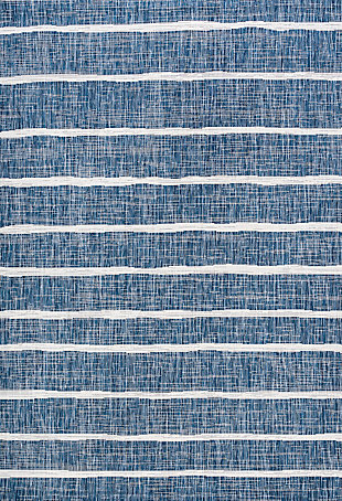 JONATHAN Y Colonia Berber Stripe Outdoor 5' x 8' Area Rug, Blue/Ivory, rollover