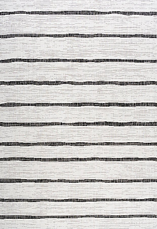 JONATHAN Y Colonia Berber Stripe Outdoor 8' x 10' Area Rug, Ivory/Black, rollover