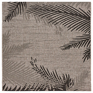 LR Home Palm Leaves 7'9" x 9'5" Outdoor Area Rug, Black, large