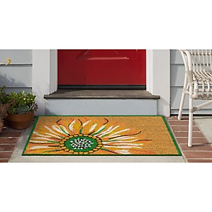 Transocean Terrene Happy Flower Outdoor 2' x 3' Doormat, Yellow, rollover