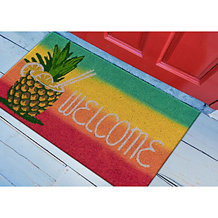 Transocean Terrene Tropic Greetings Outdoor 1'6" x 2'6" Doormat, Red, rollover