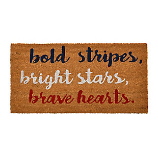 Creative Co-op Coir Entry Bold Stripes, Bright Stars, Brave Hearts 1'3" x 2'6" Doormat, , large