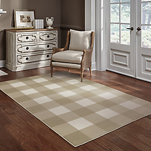 Casadia Home Grayson Gingham 5'3" x 7'3" Area Rug, Beige, rollover