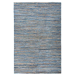 Park Hill Collection Hemp and Recycled Denim Striped 5' x 8' Area Rug, , rollover