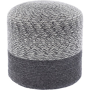 World Needle Piperita Transitional 16"H x 16"W x 16"D Pouf, Gray/Charcoal, rollover