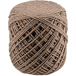 World Needle Xylander Rustic 16"H x 16"W x 16"D Pouf, Gray, large
