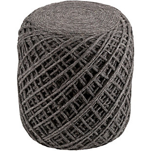 World Needle Xylander Transitional 16"H x 16"W x 16"D Pouf, Charcoal, large