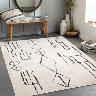 Surya Surya Lavadora Washable Contemporary Abstract Rug, Black/White, rollover