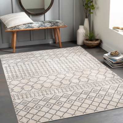 Surya Surya Lavadora Washable Global Rug, Light Gray, rollover