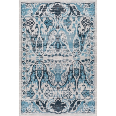 Surya Surya Lavadora Washable Abstract Muted Rug, Aqua, large