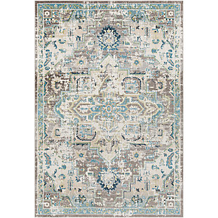 Surya Lavadora Washable Traditional Muted Rug, Blue/Gray, large