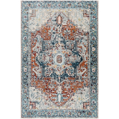 Surya Surya Lavadora Washable Traditional Bold Rug, Rust/Denim, large