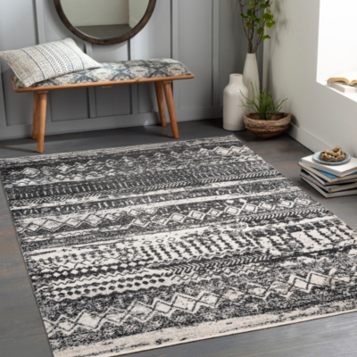 Surya Surya Lavadora Washable Global Abstract Rug, Charcoal, rollover