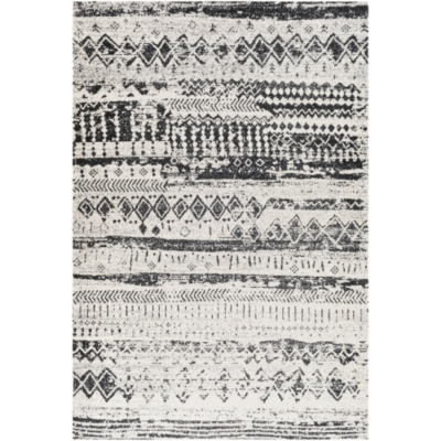 Surya Lavadora Washable Global Abstract Rug, White/Gray, large