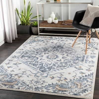 Surya St tropez Traditional Area Rug, Denim/Cream, large