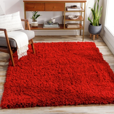 Surya Angora Modern Area Rug, Red, rollover