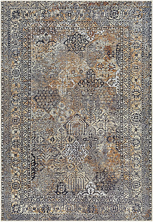 Surya Tahmis Pattern Washable Rug, Black/Camel, large