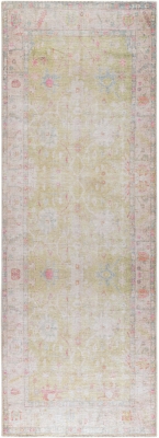 Surya Kemer Vintage Oriental Machine Washable Runner Area Rug, 2'7" x 7'3", Green, Green, large