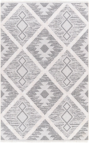 Surya Morocotton 5'1" x 7' Contemporary Texture Area Rug, Light Gray, large