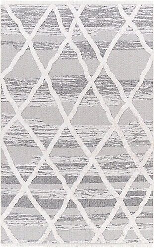 Surya Morocotton 5'1" x 7' Criss Cross Textured Area Rug, Gray, large