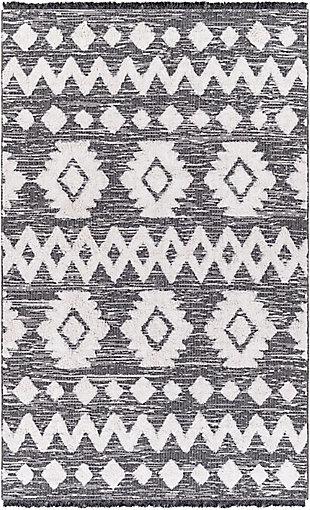 Surya Morocotton 2'6" x 7'3" Multi Pattern Textured Area Rug, Charcoal Gray, large